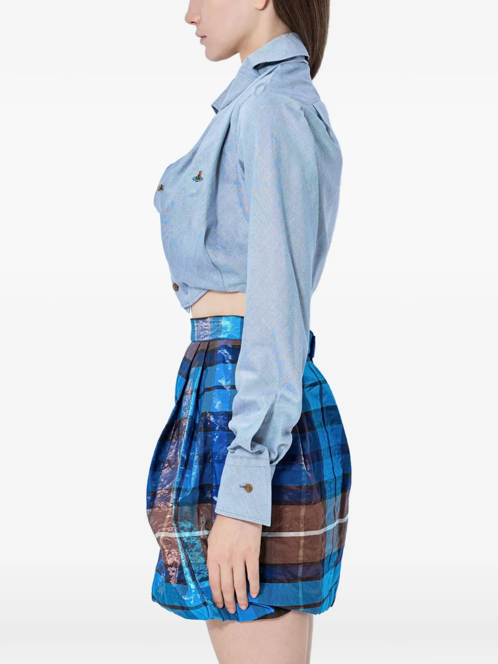 Vivienne Westwood Asymmetrical Cropped Shirt in Blue, view 2