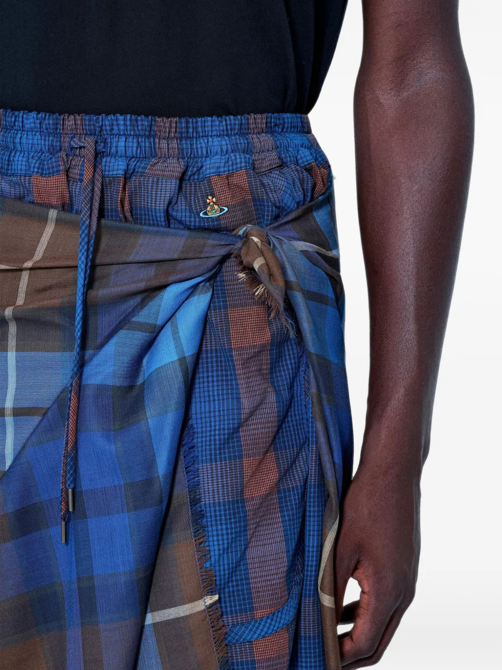 Vivienne Westwood plaid wrap-panel shorts Blauw