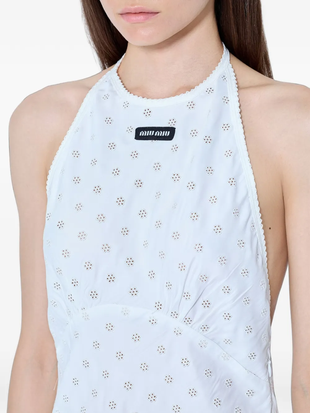 Miu Cady mini-jurk met kant en ringlets Wit