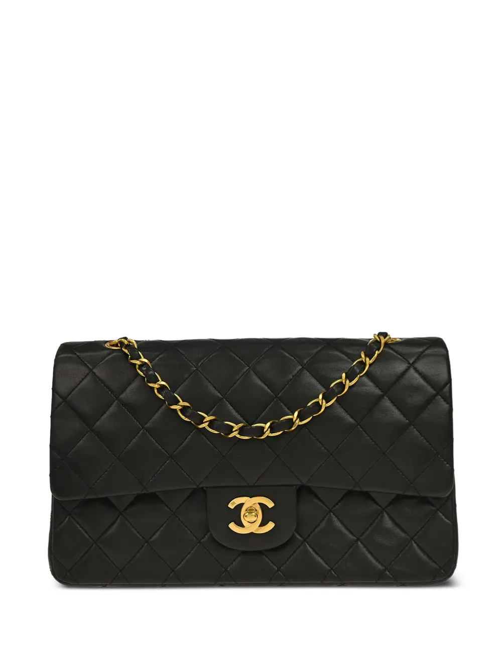 CHANEL Pre-Owned 1995 mittelgroße Schultertasche mit Double Flap - Schwarz