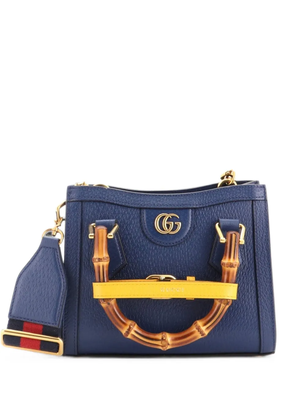Gucci Pre-Owned Borsa a tracolla Diana NM mini in pelle con manico in bambù - Blu