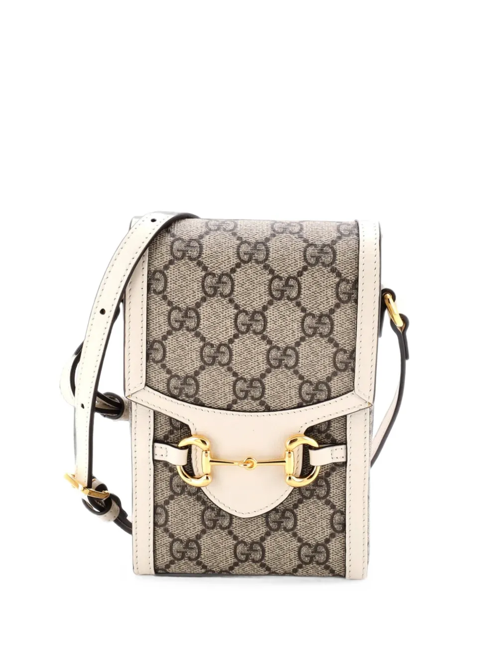 Gucci Pre-Owned Borsa a tracolla Horsebit 1955 mini in tela cerata GG e pelle - Bianco