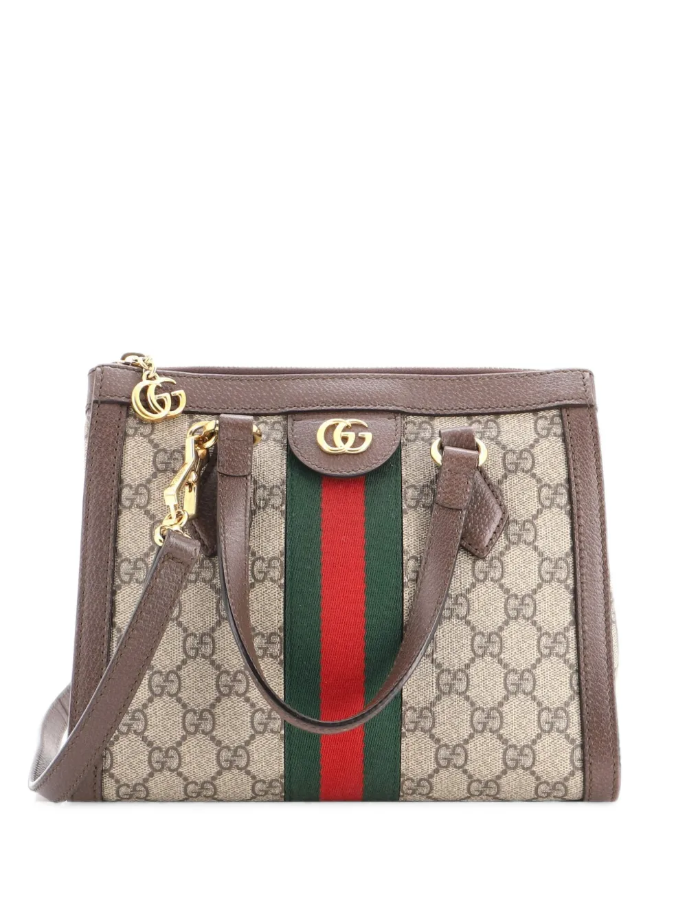 Gucci Pre-Owned Borsa tote Ophidia piccola in tela cerata GG con manico - Marrone