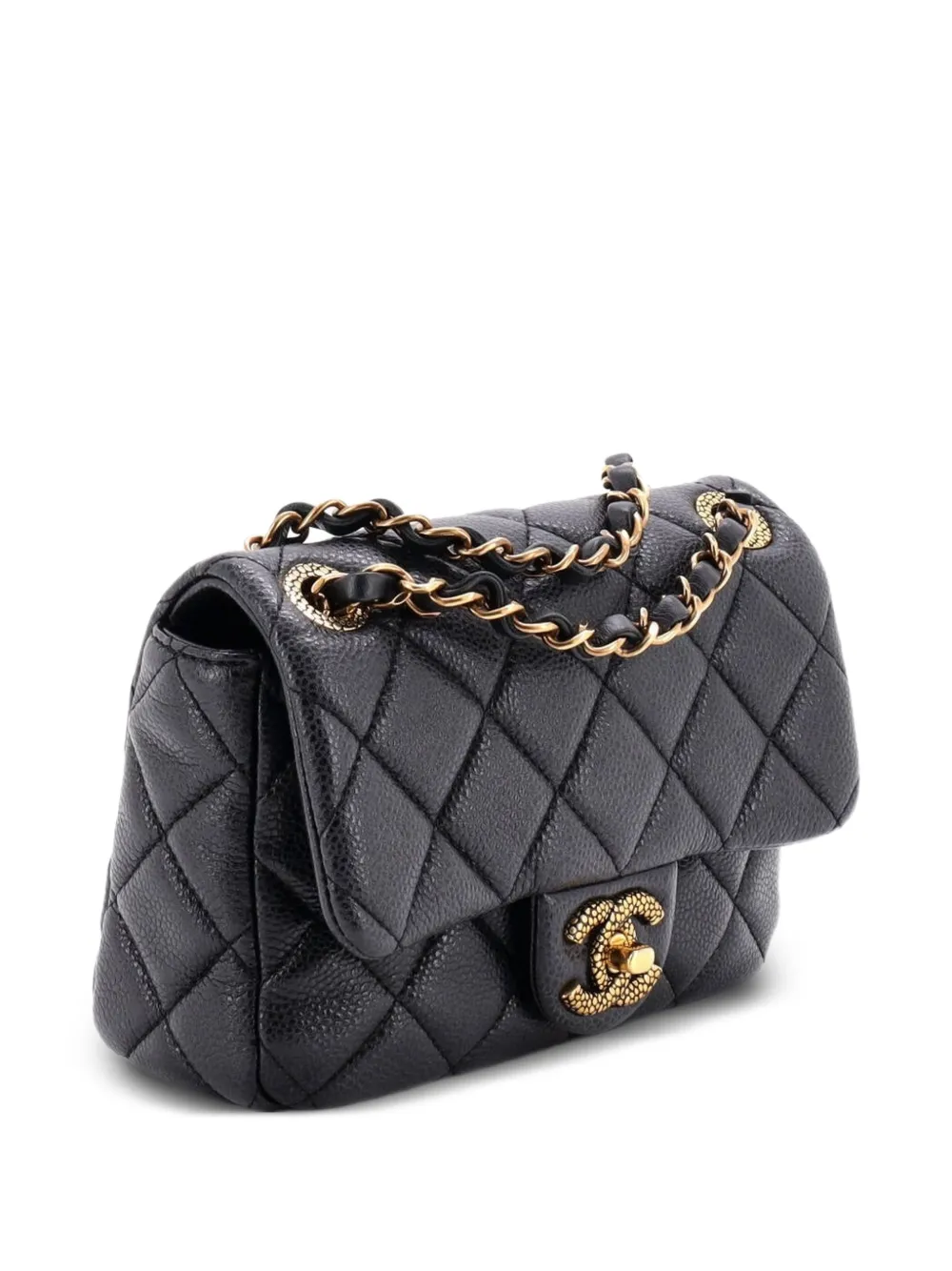 CHANEL Pre-Owned Textured CC Classic Single Flap Bag Quilted Caviar Mini crossbody bag - Schwarz