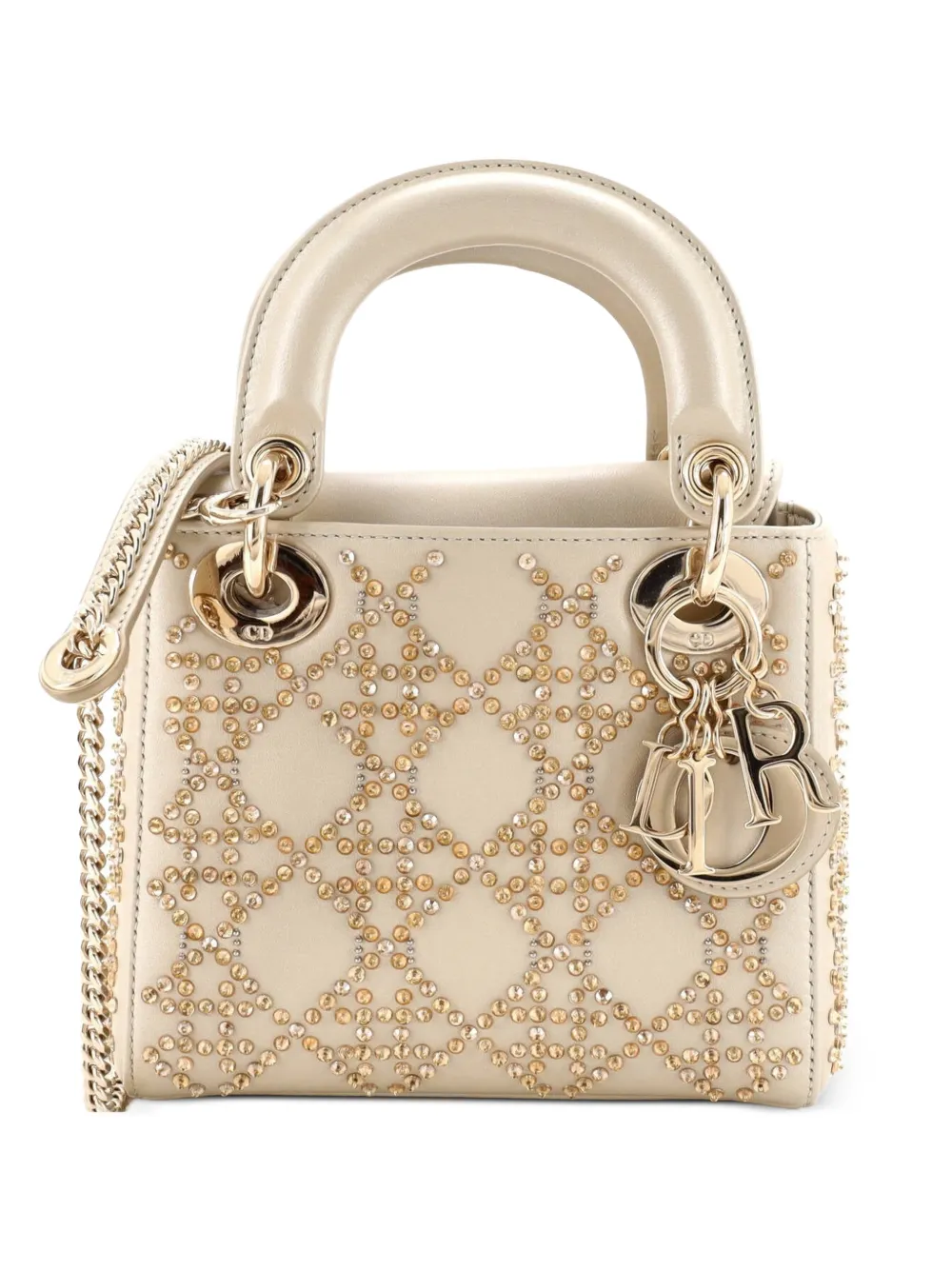 Christian Dior Pre-Owned Mini Lady Dior Umhängetasche mit Cannage-Steppung - Gold