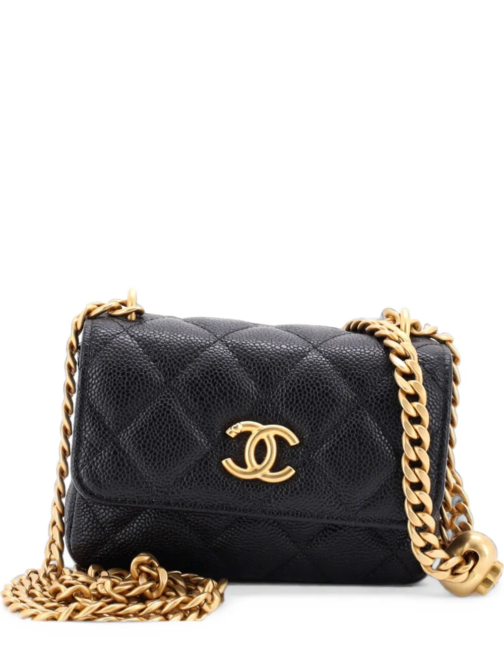 CHANEL Pre-Owned Clutch Sweetheart in pelle Caviar trapuntata con catena - Nero