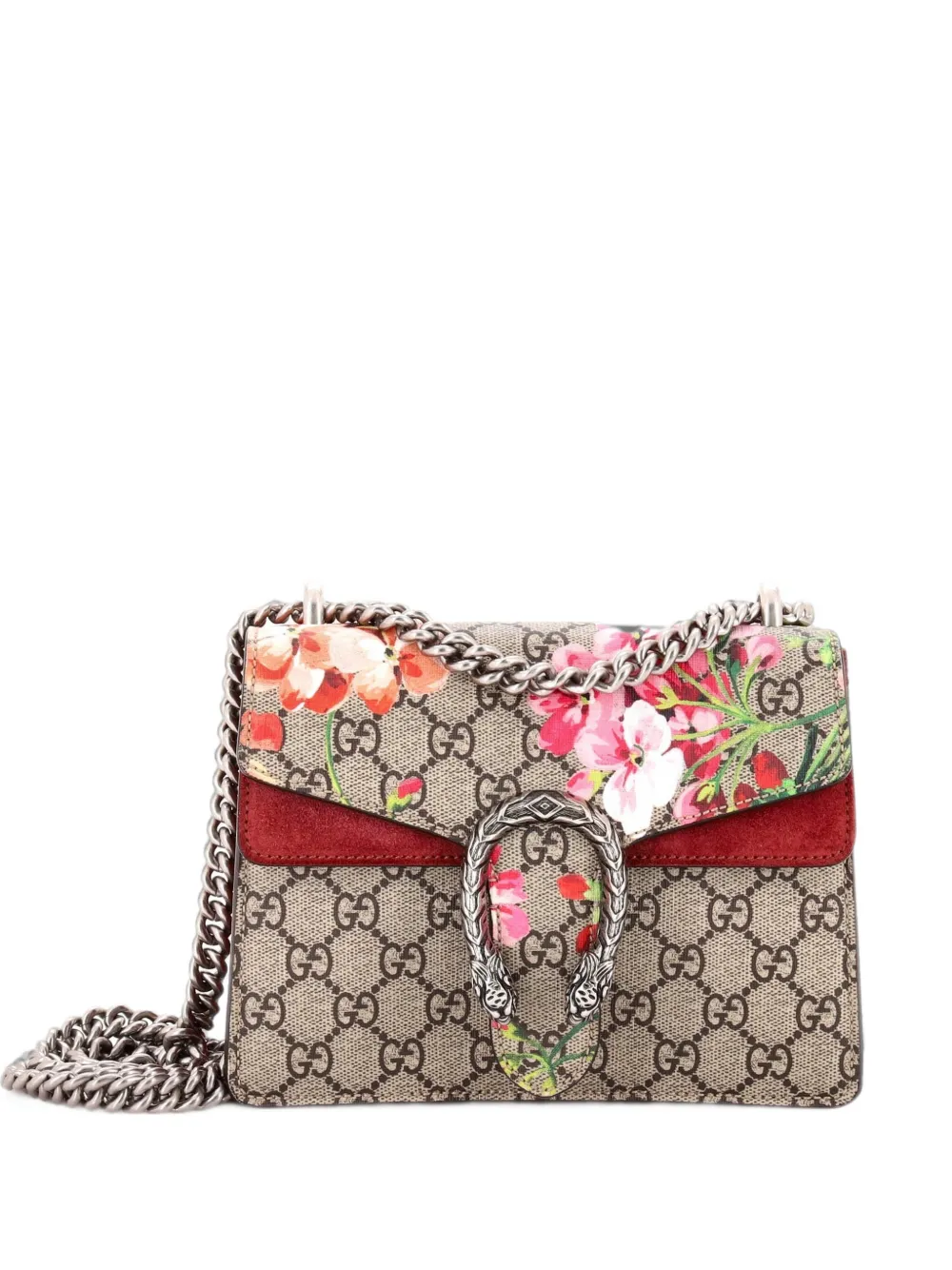 Gucci Pre-Owned Borsa a tracolla Dionysus mini in tela cerata GG con motivo Blooms - Marrone