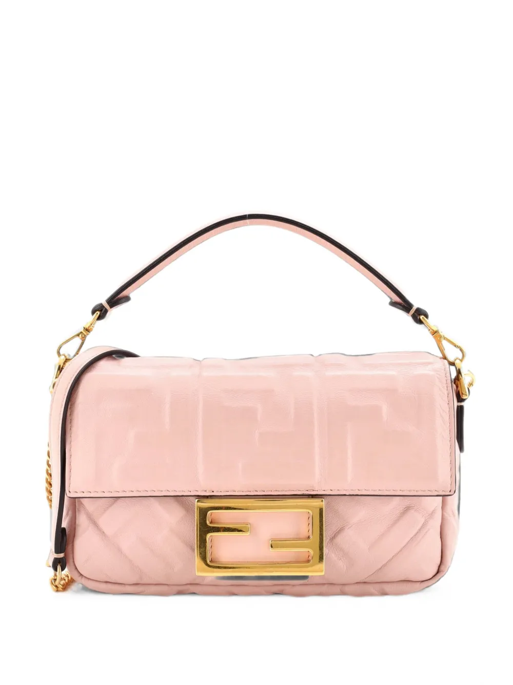 Fendi Pre-Owned Baguette NM Bag Zucca Embossed Leather Mini crossbody bag - Rosa