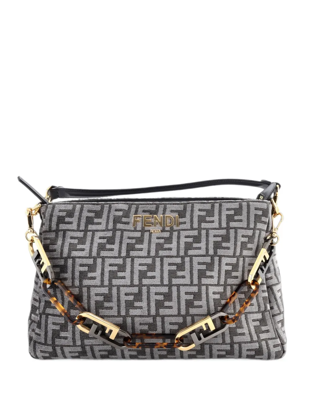 Fendi Pre-Owned O'Lock Zip Shoulder Bag Zucca Chenille hobo bag - Grigio