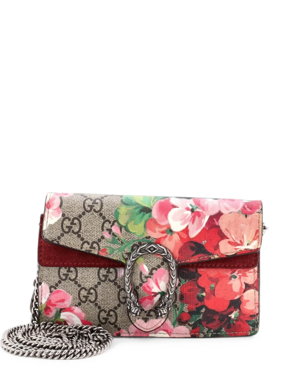 Gucci Pre-Owned Borsa a tracolla Dionysus super mini in tela cerata GG con motivo Blooms - Marrone