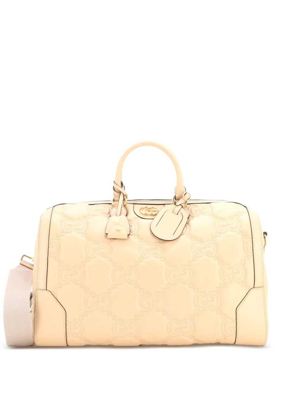 Gucci Pre-Owned Borsa da viaggio Boston convertibile media in pelle matelassé GG con manico - Toni neutri