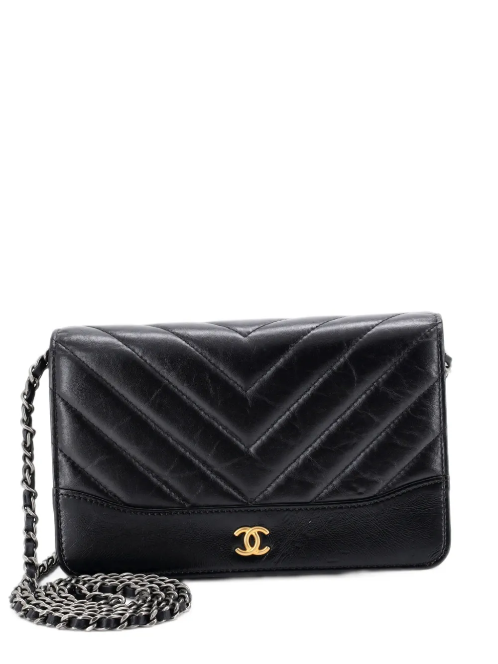 CHANEL Pre-Owned Gabrielle Wallet on Chain Chevron Aged Calfskin crossbody bag - Schwarz