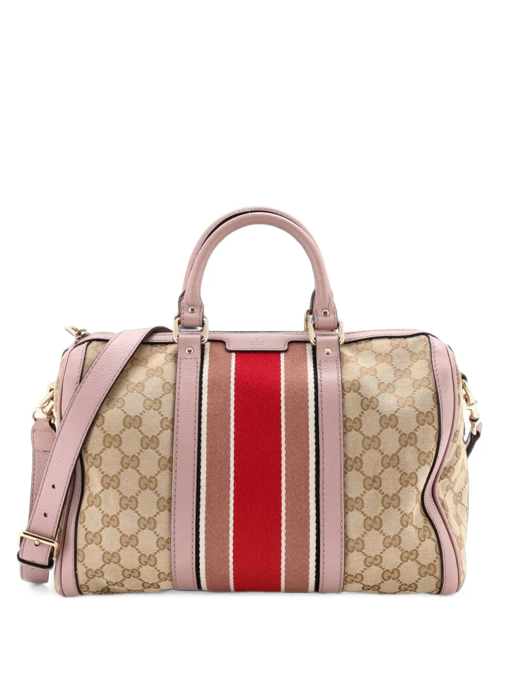 Gucci Pre-Owned Vintage Web Boston Bag GG Canvas Medium satchel - Marrone