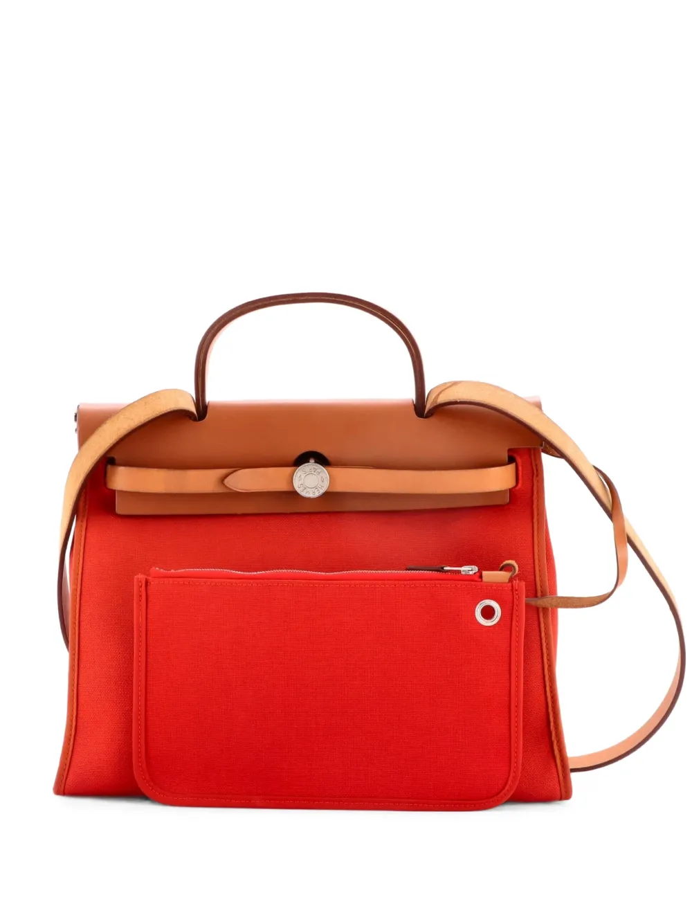 Hermès Pre-Owned Borsa a spalla Herbag 31 in pelle e tela Toile con zip - Rosso