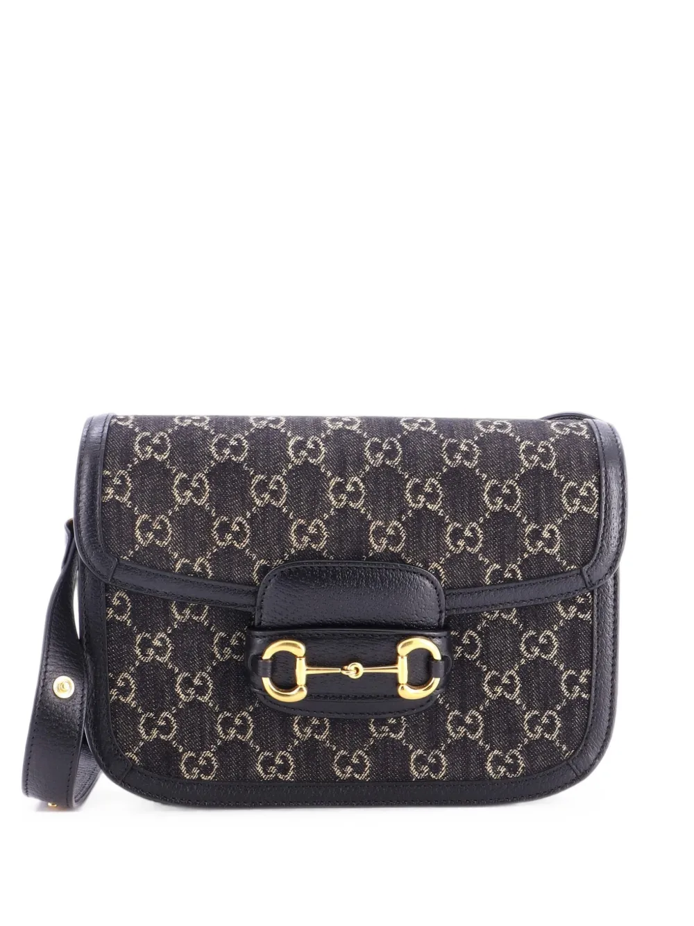 Gucci Pre-Owned Horsebit 1955 GG Denim Small shoulder bag - Nero