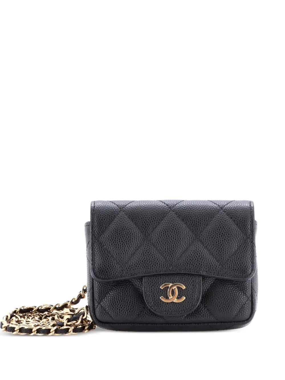 CHANEL Pre-Owned Classic Flap Chain Quilted Caviar Mini belt bag - Nero