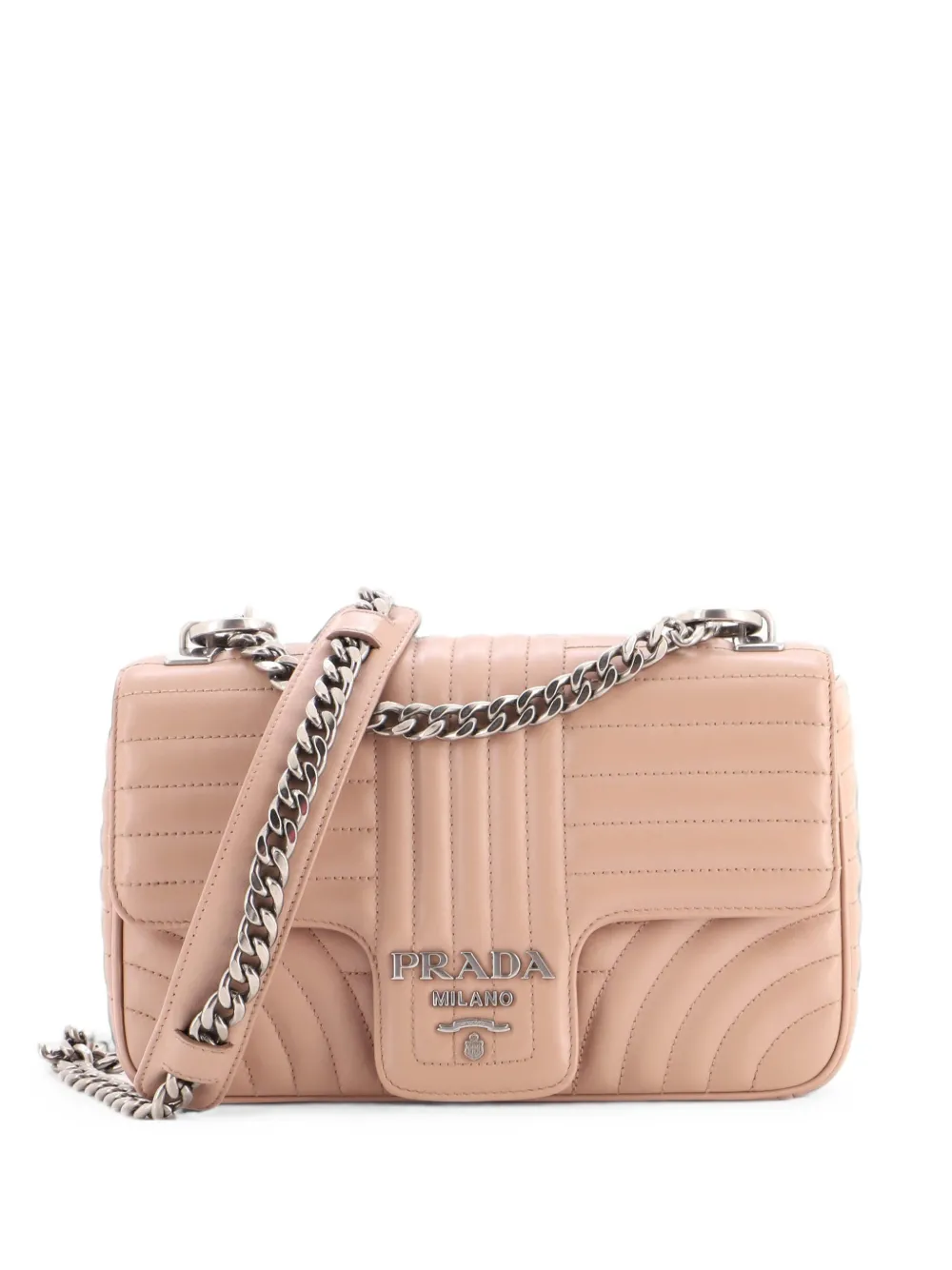 Prada Pre-Owned Borsa a tracolla Diagramme media in pelle trapuntata con battente e catena - Toni neutri