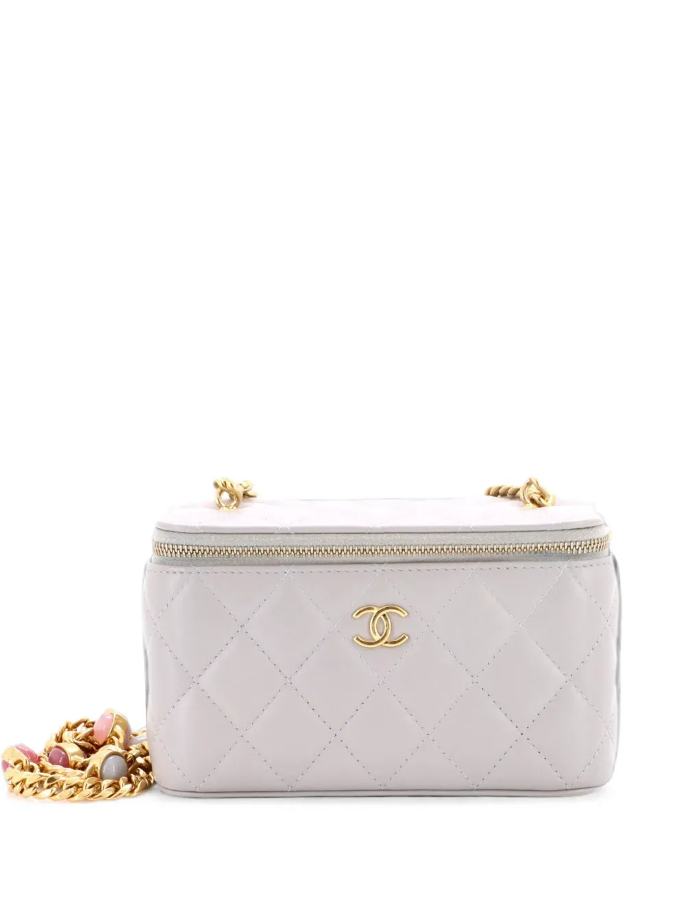 CHANEL Pre-Owned Clutch Pearl Samba piccola in pelle di agnello trapuntata e resina con catena - Grigio
