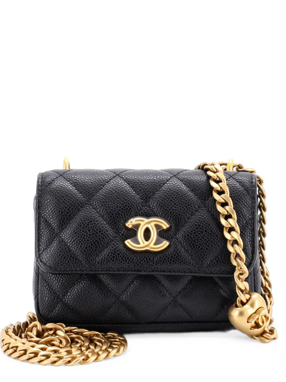 CHANEL Pre-Owned Clutch Sweetheart in pelle Caviar trapuntata con catena - Nero
