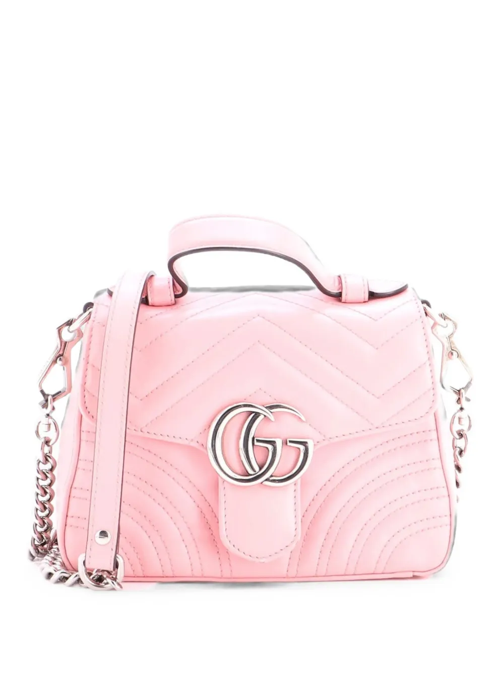 Gucci Pre-Owned GG Marmont Top Handle Flap Bag Matelasse Leather Mini satchel - Rosa