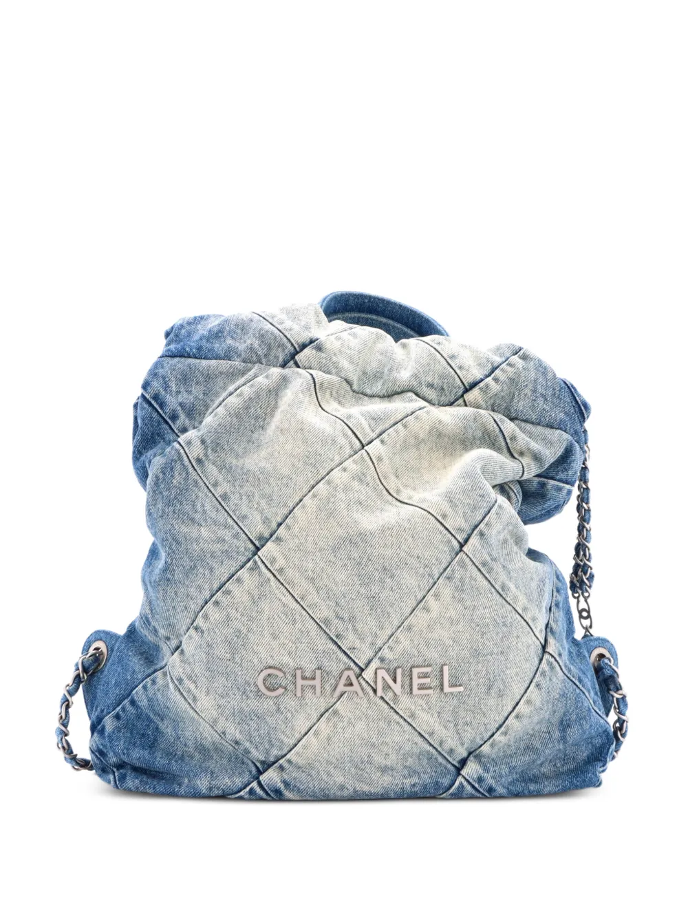 CHANEL Pre-Owned 22 Chain Quilted Denim Medium backpack - Blu