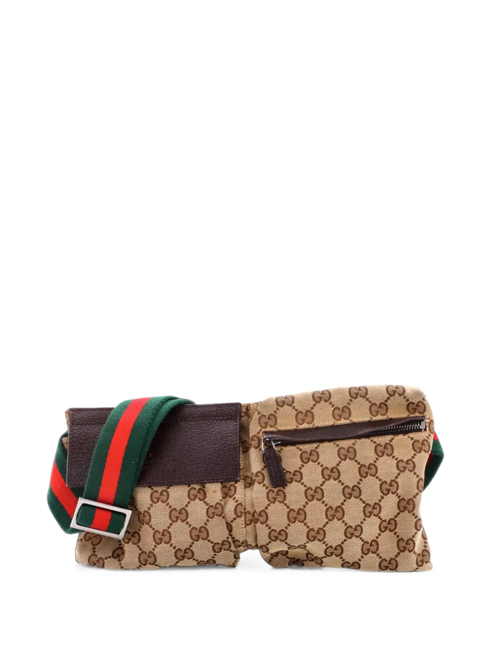 Gucci Pre-Owned Vintage Double GG Canvas with Leather belt bag - Marrone