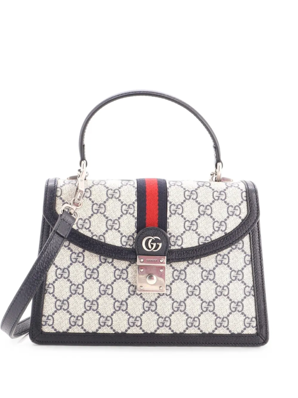 Gucci Pre-Owned Kleine Ophidia Flap Satchel-Tasche aus beschichtetem GG-Canvas - Blau