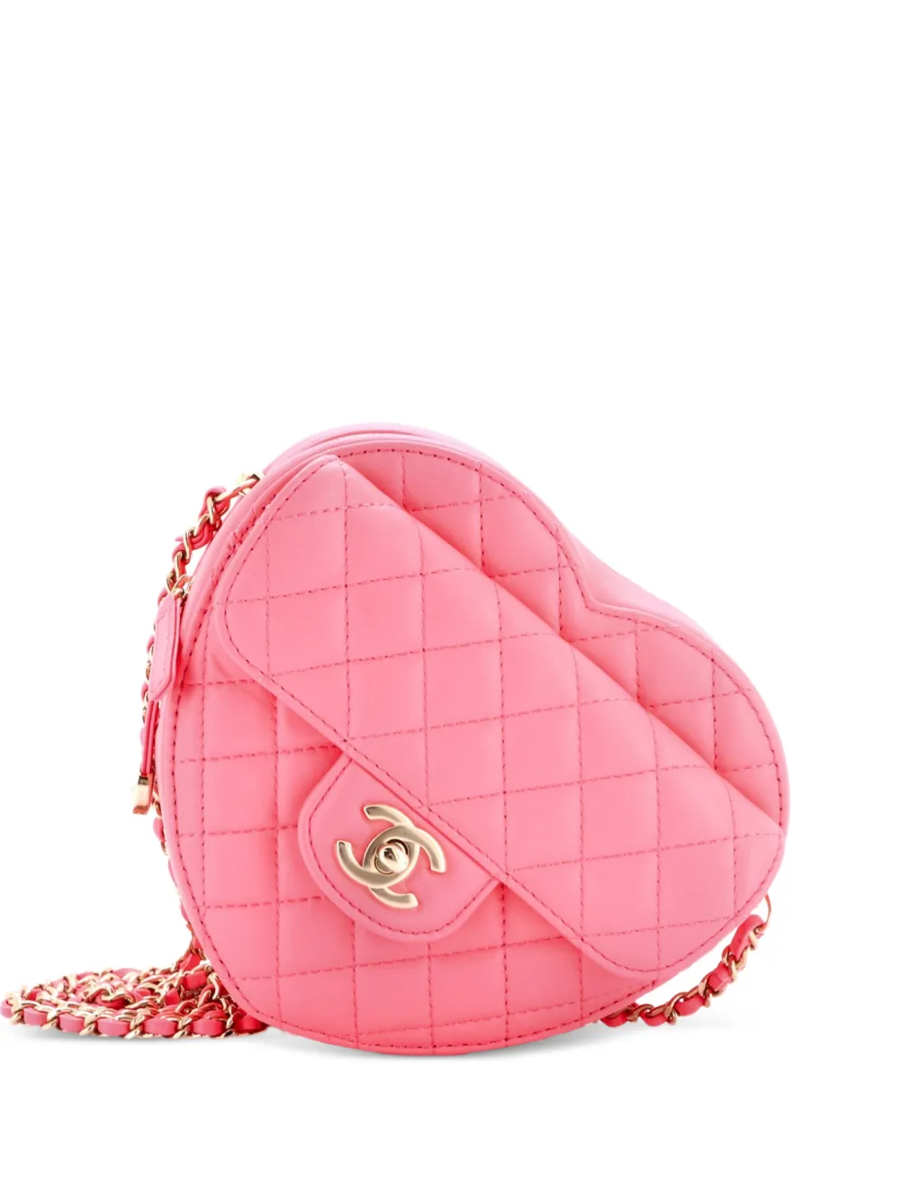 CHANEL Pre-Owned CC in Love Heart Bag Quilted Lambskin Large crossbody bag - Rosa