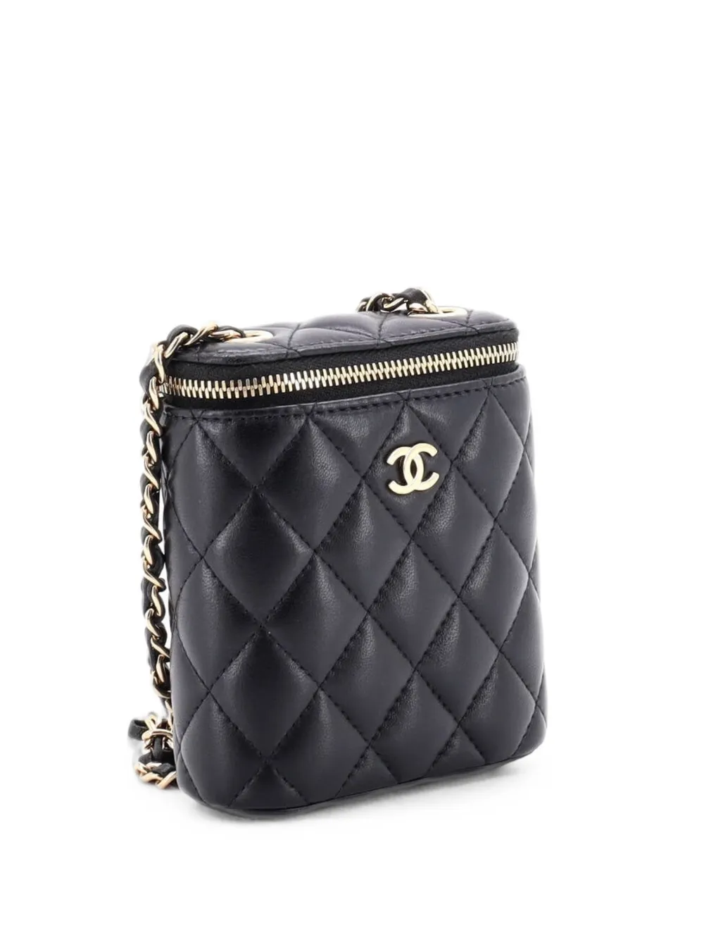 CHANEL Pre-Owned Kleine Classic Clutch aus gestepptem Lammleder - Schwarz