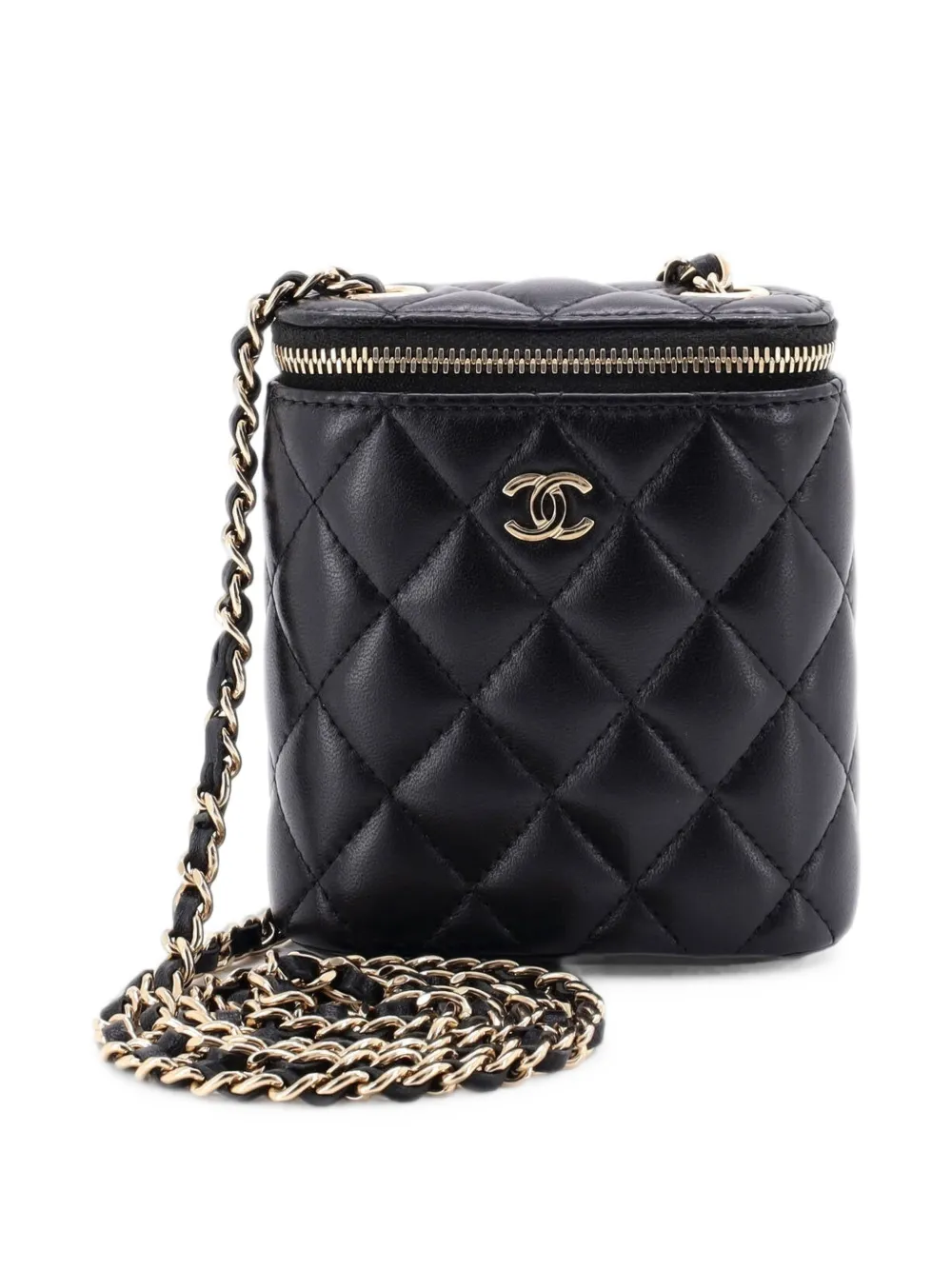 CHANEL Pre-Owned Vertical Classic Vanity Case with Chain Quilted Lambskin Small clutch bag - Nero