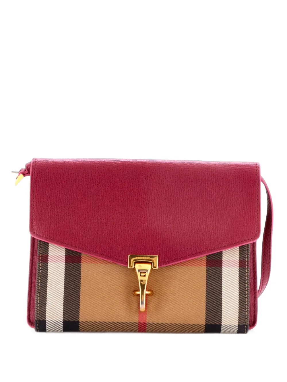 Burberry Pre-Owned Macken Leather and House Check Canvas Small crossbody bag - Braun