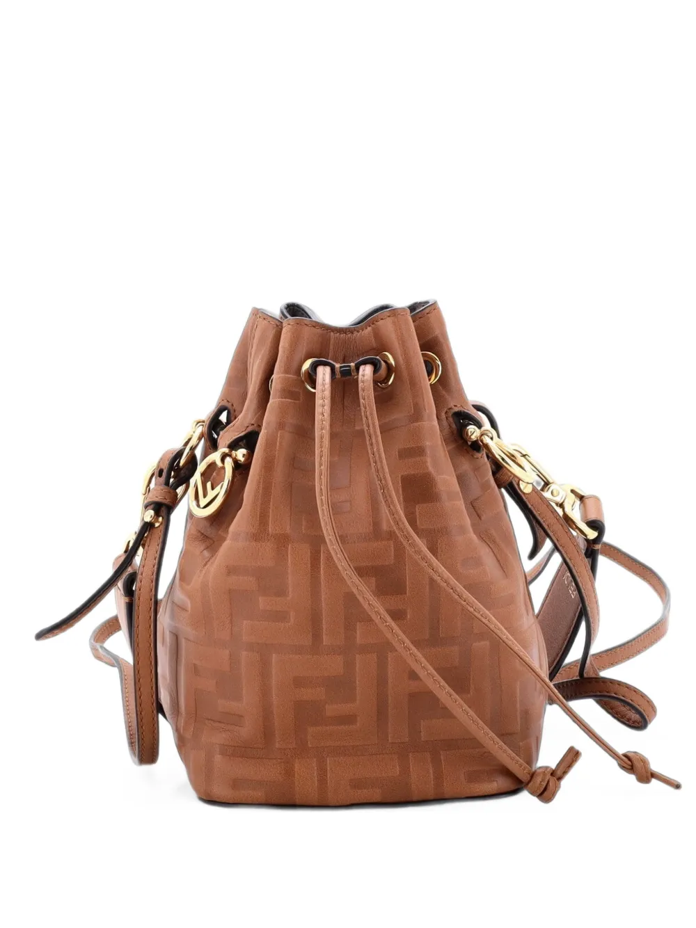 Fendi Pre-Owned Borsa a secchiello Mon Tresor mini in pelle goffrata con motivo Zucca - Marrone
