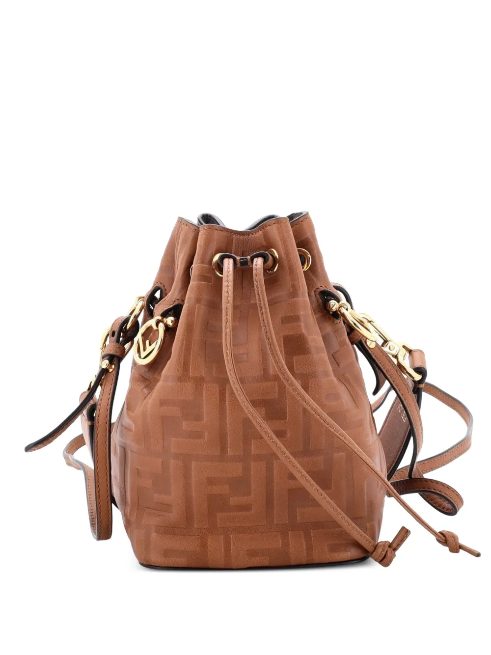 Fendi Pre-Owned Mini Mon Tresor Zucca Beuteltasche mit Prägung - Braun