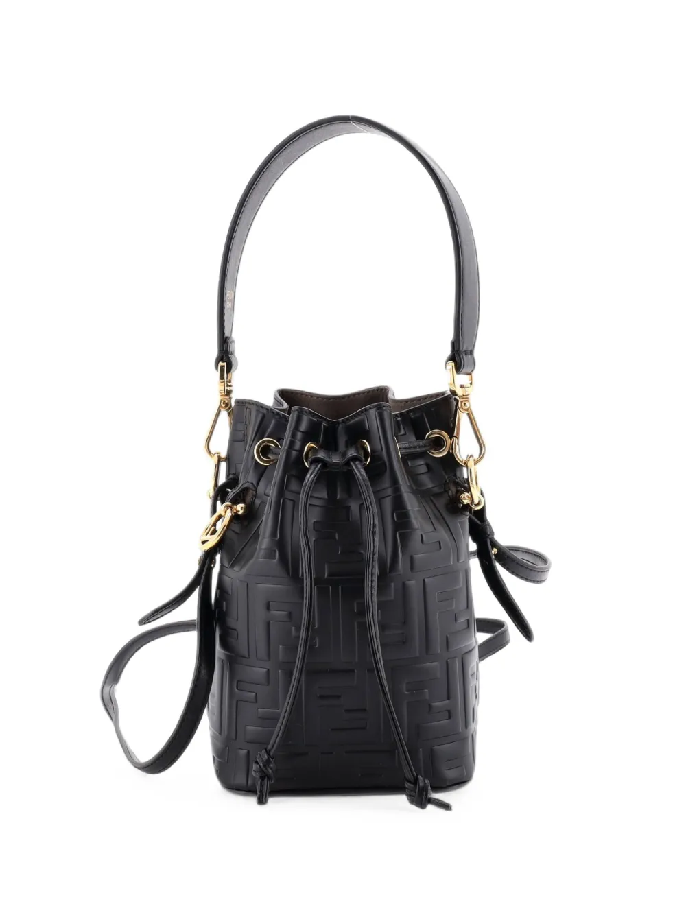 Fendi Pre-Owned Borsa a secchiello Mon Tresor mini in pelle goffrata con motivo Zucca - Nero
