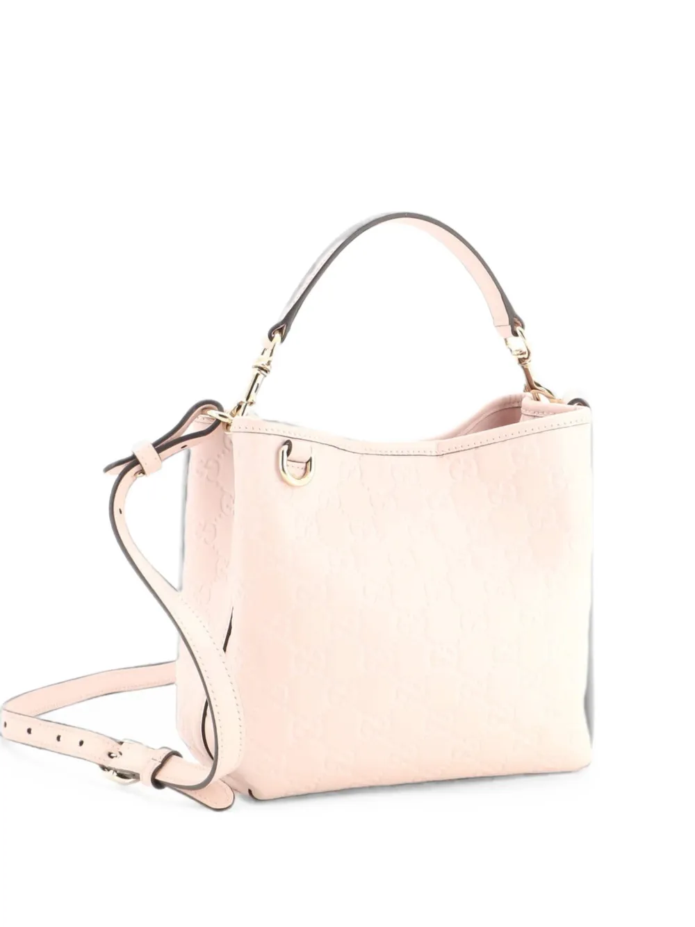 Gucci Pre-Owned GG Emblem GG Embossed Leather Small bucket bag - Rosa