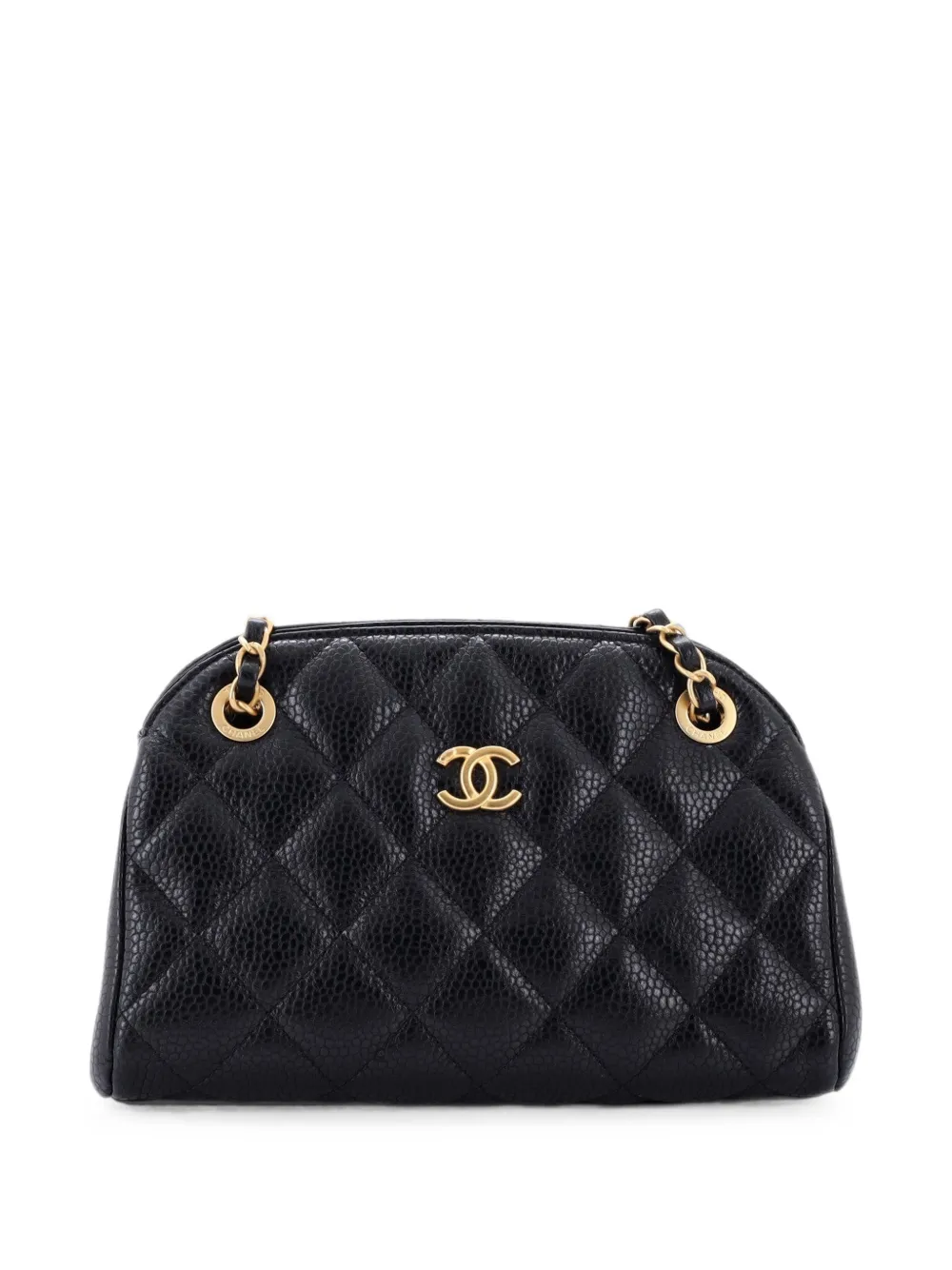 CHANEL Pre-Owned Kleine Schultertasche aus gestepptem Kaviarleder - Schwarz