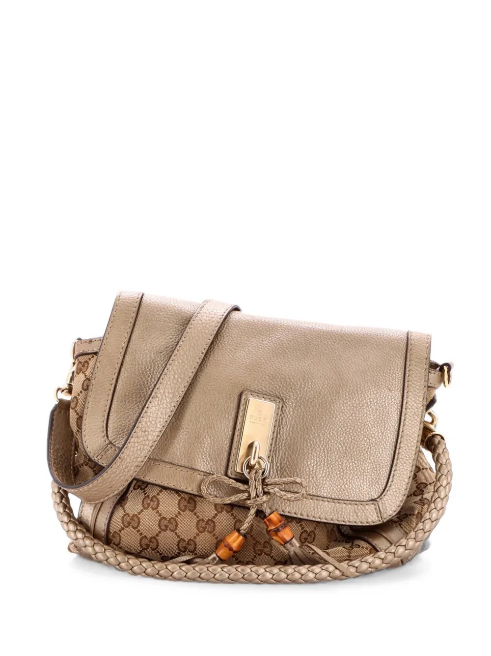 Gucci Pre-Owned Bella Flap GG Canvas with Leather Medium shoulder bag - Oro