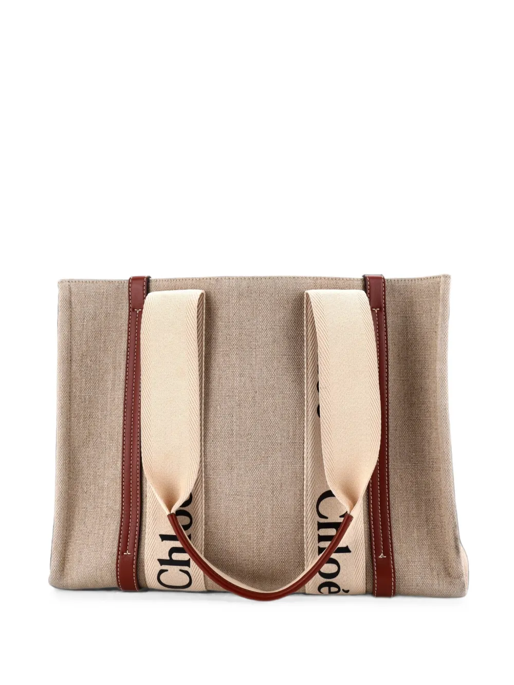 Chloé Pre-Owned Borsa tote Woody media in pelle e tela - Toni neutri