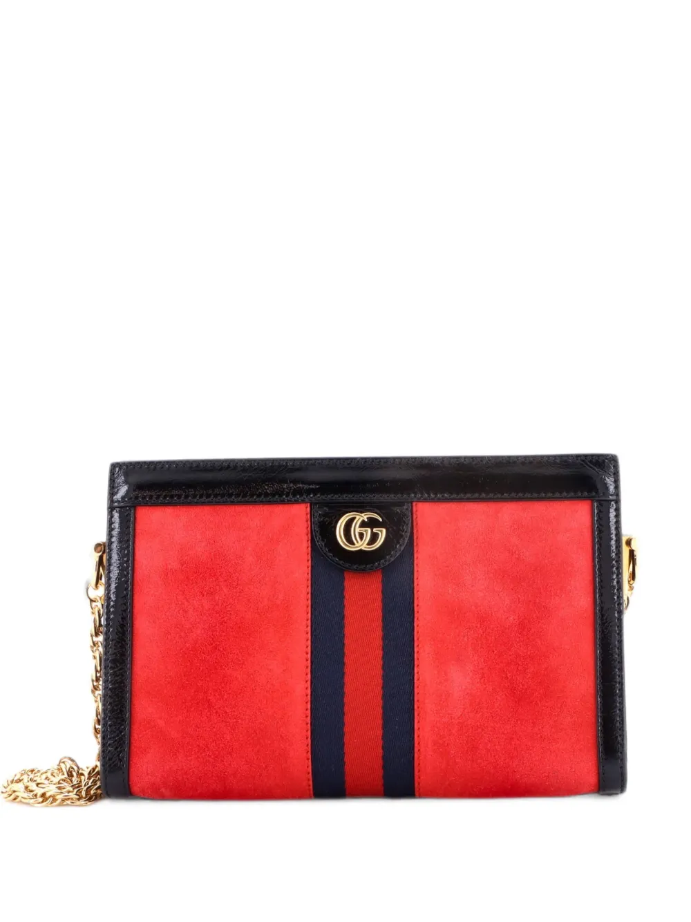 Gucci Pre-Owned Ophidia Chain Shoulder Bag Suede Medium crossbody bag - Rosso