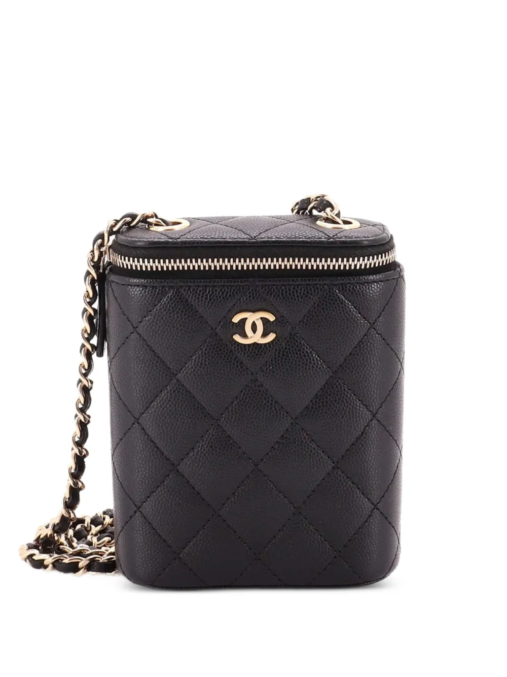 CHANEL Pre-Owned Vertical Classic Vanity Case with Chain Quilted Caviar Small shoulder bag - Nero
