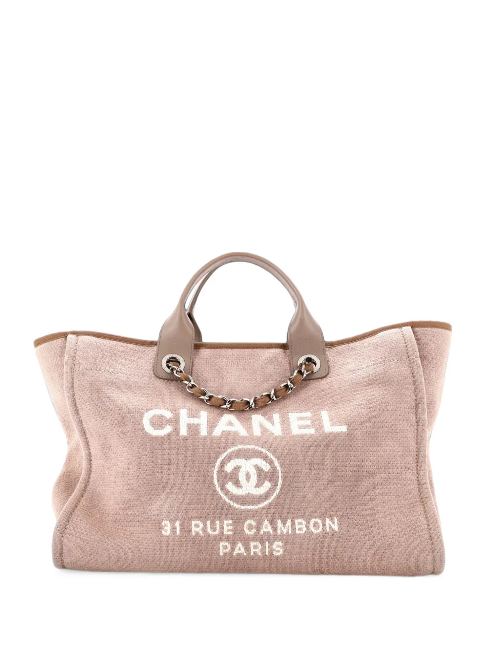 CHANEL Pre-Owned Großer Deauville Tote Bag aus Canvas - Nude
