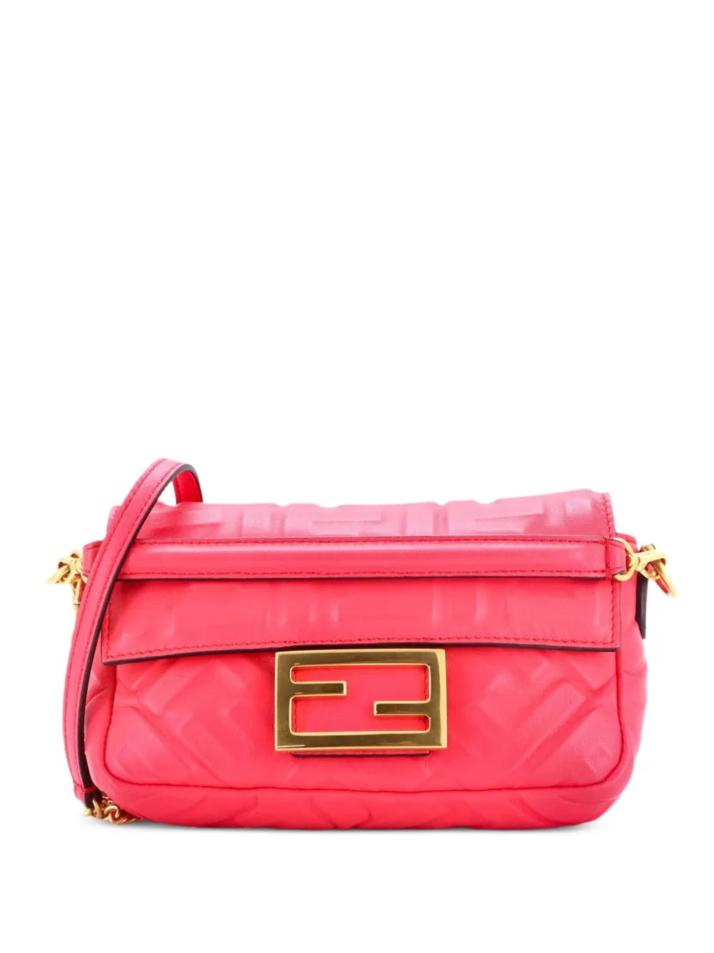 Fendi Pre-Owned Baguette NM Bag Zucca Embossed Leather Mini crossbody bag - Rosa