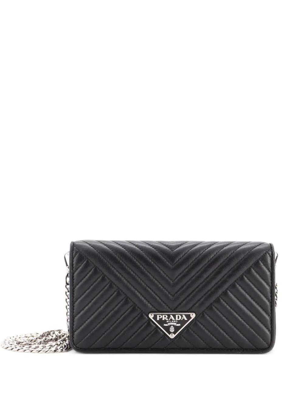 Prada Pre-Owned Wallet on Chain Diagramme Quilted Leather Small shoulder bag - Nero