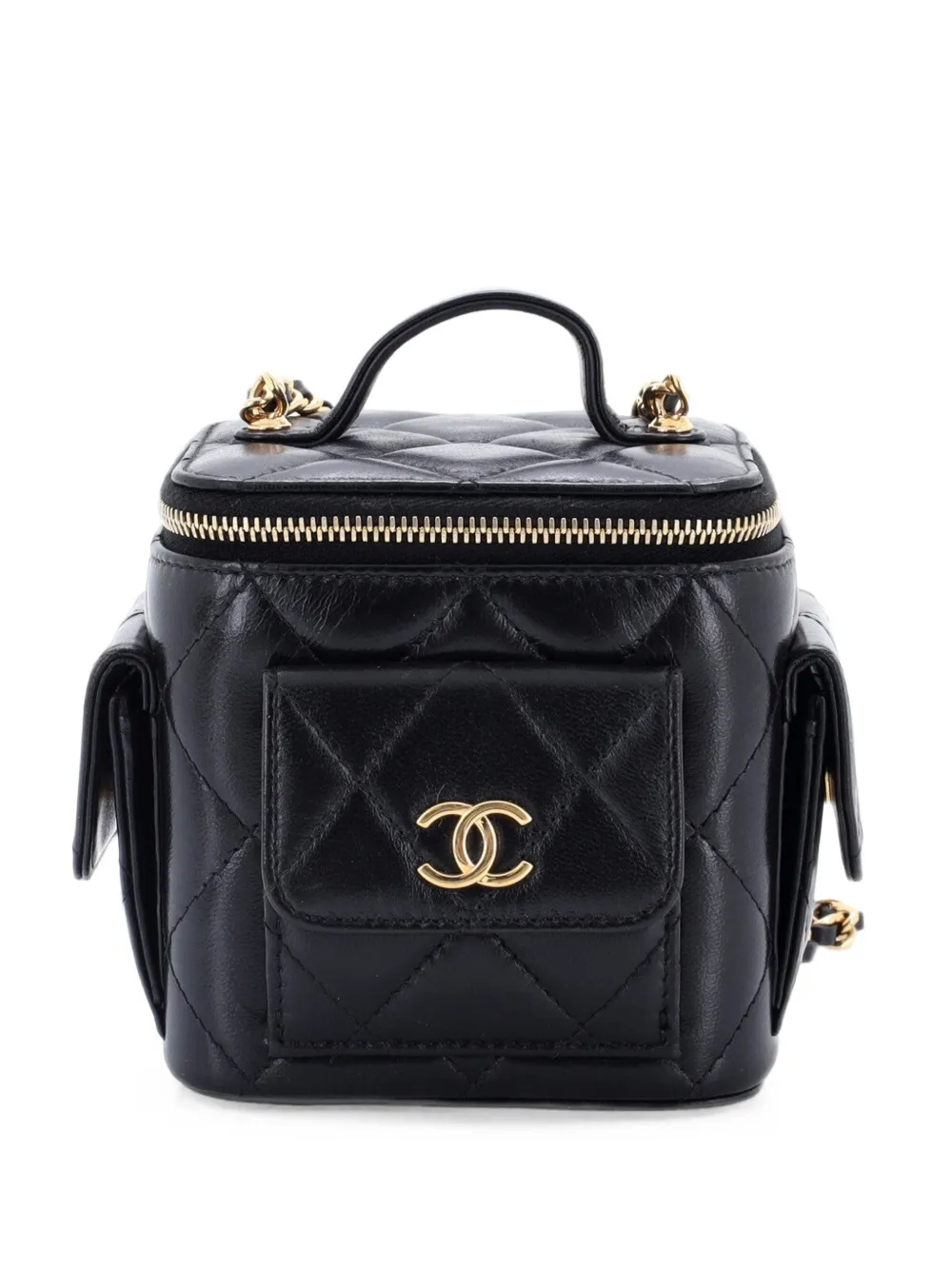 CHANEL Pre-Owned Polly Pocket Top Handle Vanity Case Quilted Lambskin Mini shoulder bag - Nero