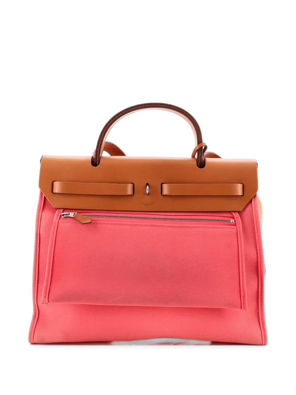 Hermès Pre-Owned Herbag Zip Leather and Toile 31 shoulder bag - Rosa