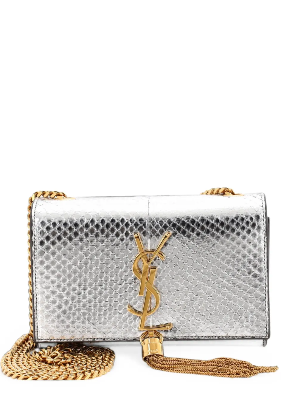 Saint Laurent Pre-Owned Classic Monogram Tassel Python Embossed Leather Small crossbody bag - Grau
