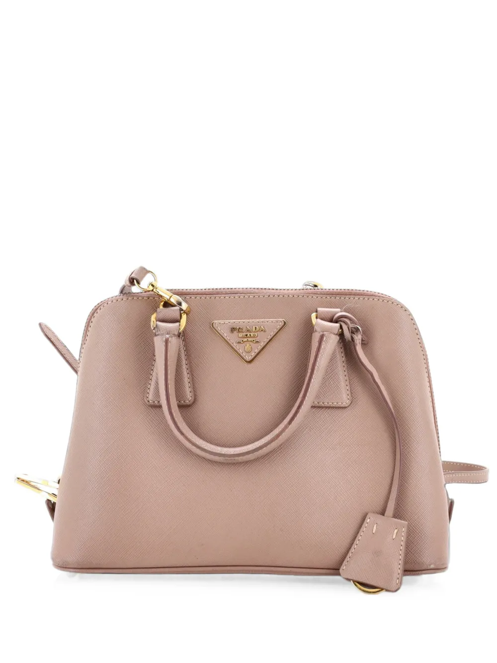 Pre-owned Prada Promenade Bag Saffiano Leather Small Satchel In Neutrals