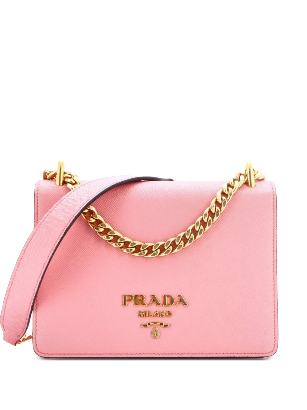 Prada Pre-Owned Chain Flap Bag Saffiano Leather Small crossbody bag - Rosa