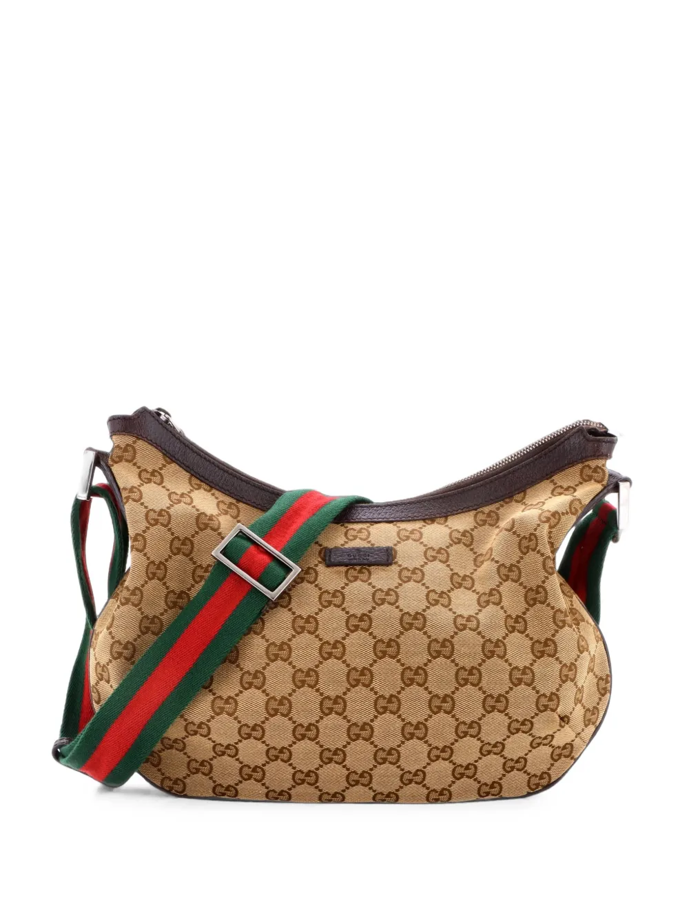 Gucci Pre-Owned Saddle Zip Messenger Bag GG Canvas with Leather Medium crossbody bag - Marrone