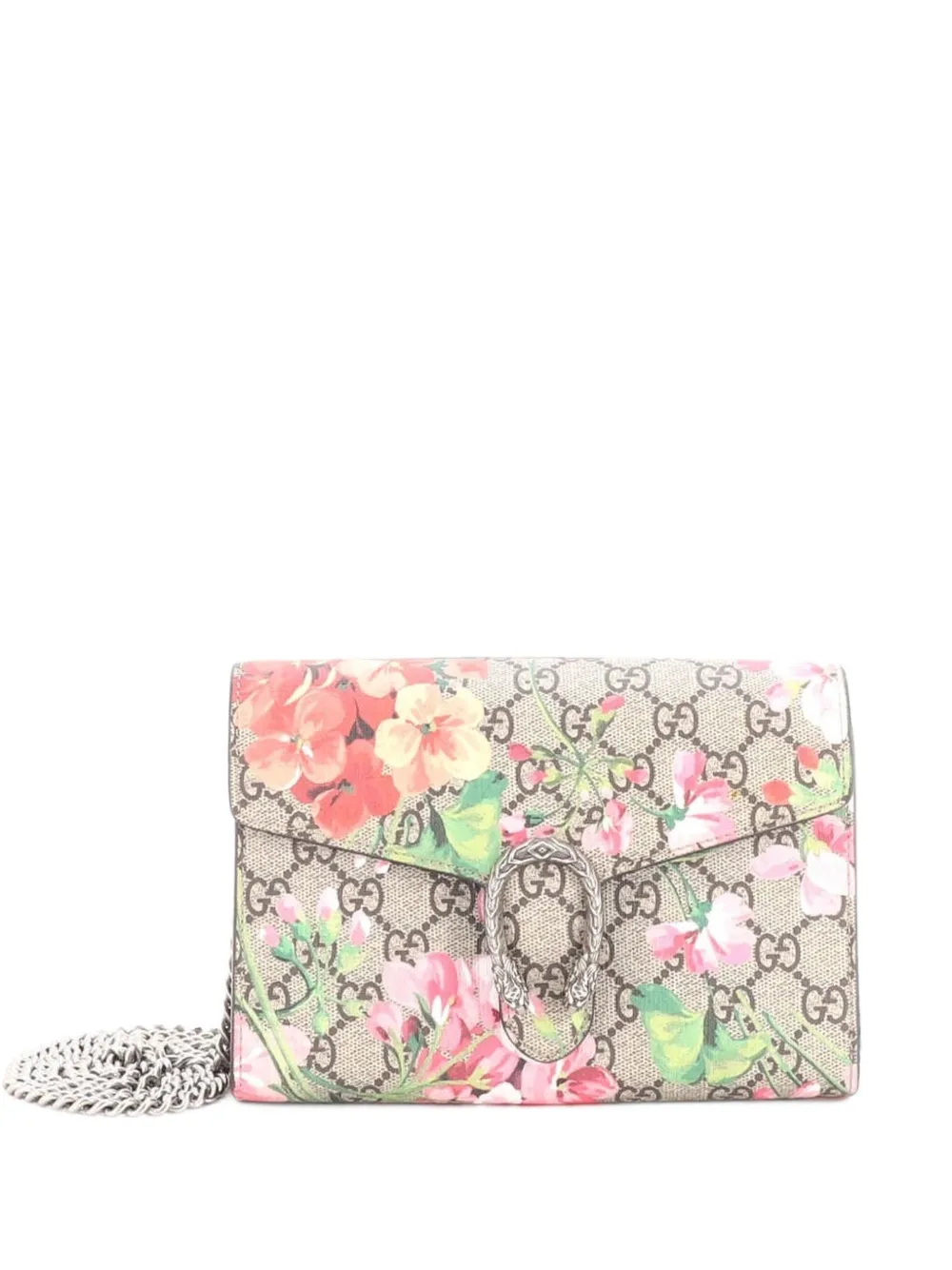 Gucci Pre-Owned Dionysus Chain Wallet Blooms Print GG Coated Canvas Small shoulder bag - Marrone